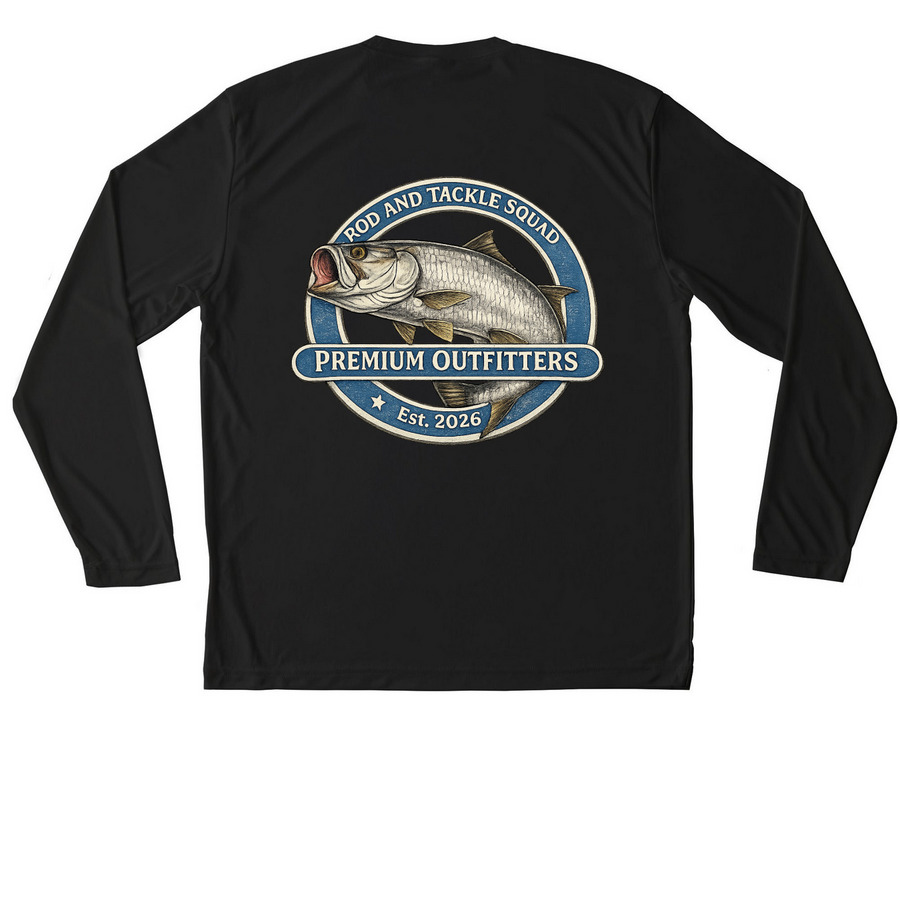 Tarpon Graphic Long Sleeve&nbsp;, a Black Unisex Performance Long Sleeve Tee (back-view)