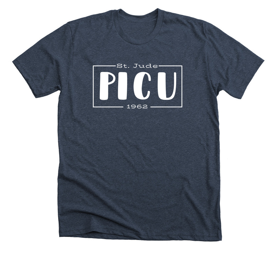 new PICU swag, a Heather Midnight Navy Premium Unisex Tee