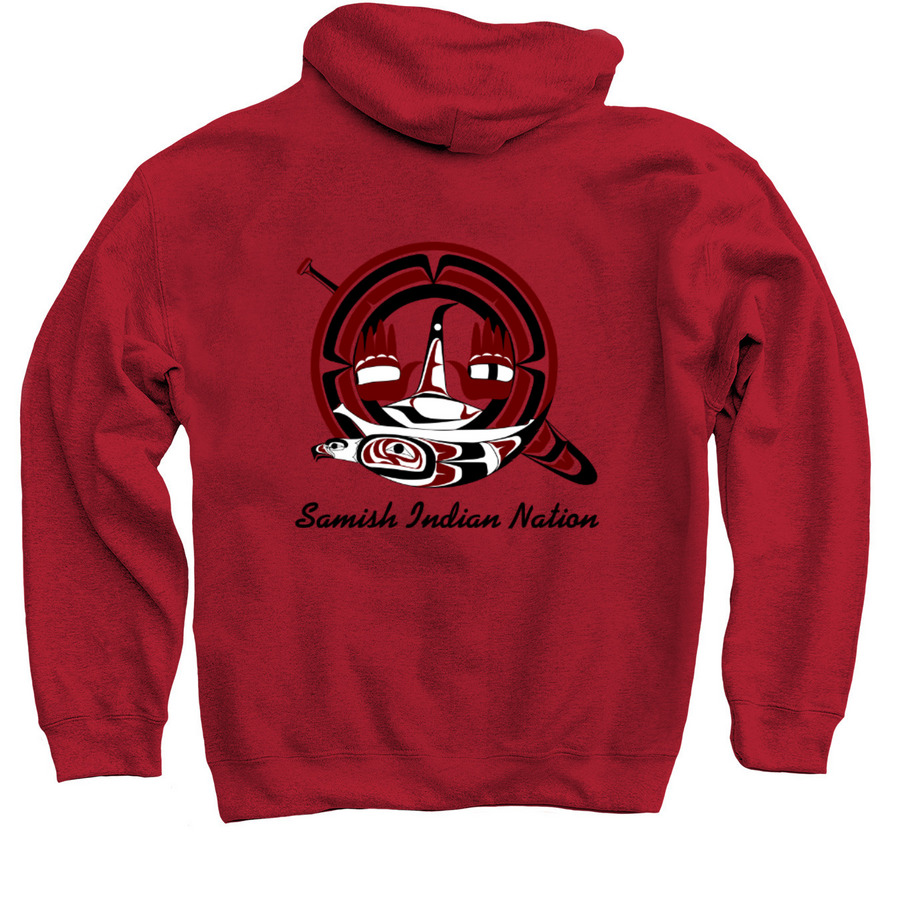 Adult Hoodies & Crews - Large Logo Back, a Cardinal Red Pullover Hoodie (back-view)