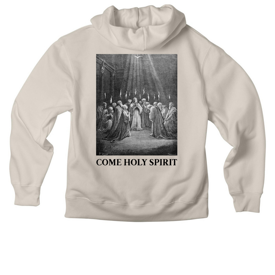 Come Holy Spirit, a Dust Premium Heavyweight Pullover Hoodie (back-view)