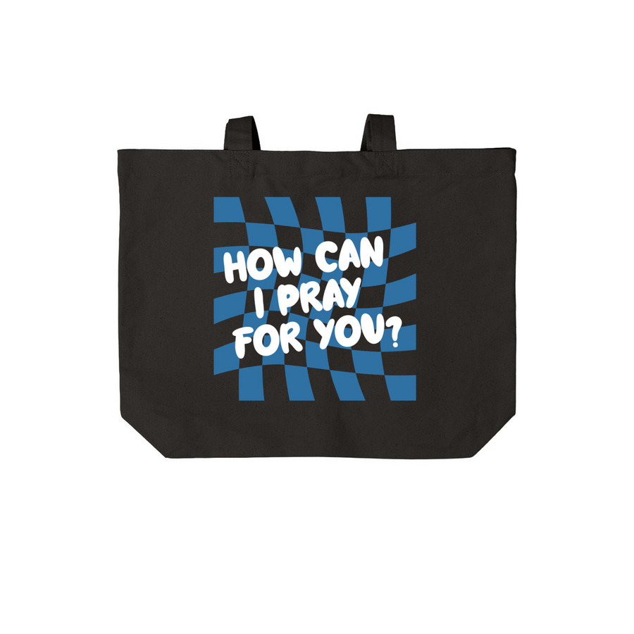 How Can I Pray for You?, a Deep Black Cotton Canvas Tote Bag