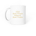 30th Anniversary Mug: Book People Helping BP, a White Coffee Mug (back-view)