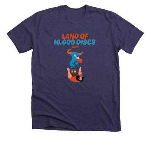 Land of 10,000 Discs 2025 Merch, a Heather Lapis Premium Unisex Tee