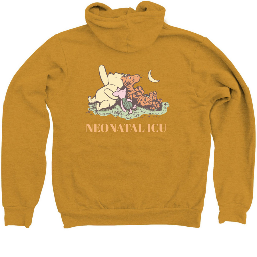 Children?s and Pooh, a Heather Mustard Zip Up Hoodie (back-view)