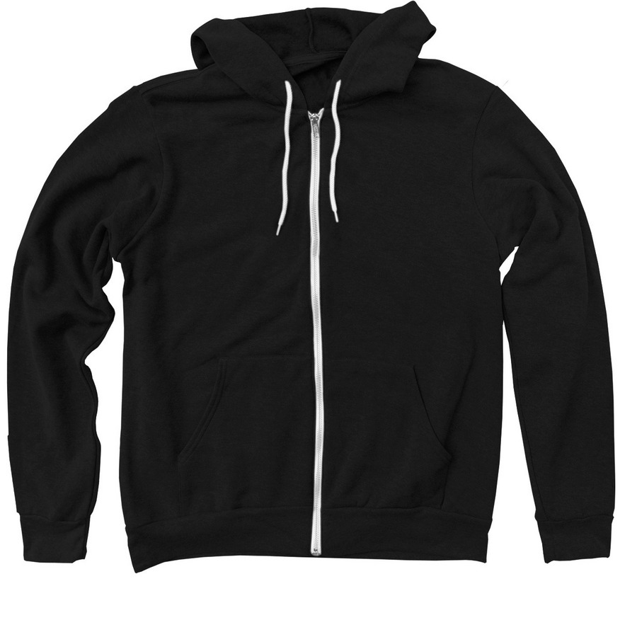 Varsity Lettering Lilac Ink Back Print&nbsp;, a Black Zip Up Hoodie