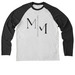 MADE MAN, a Space Black/ Bright White Allmade Eco Triblend Colorblock Raglan Long Sleeve Tee