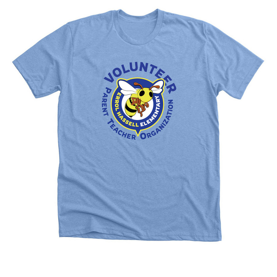 PTO Volunteer Gear ? Full Color, a Heather Carolina Blue Premium Unisex Tee