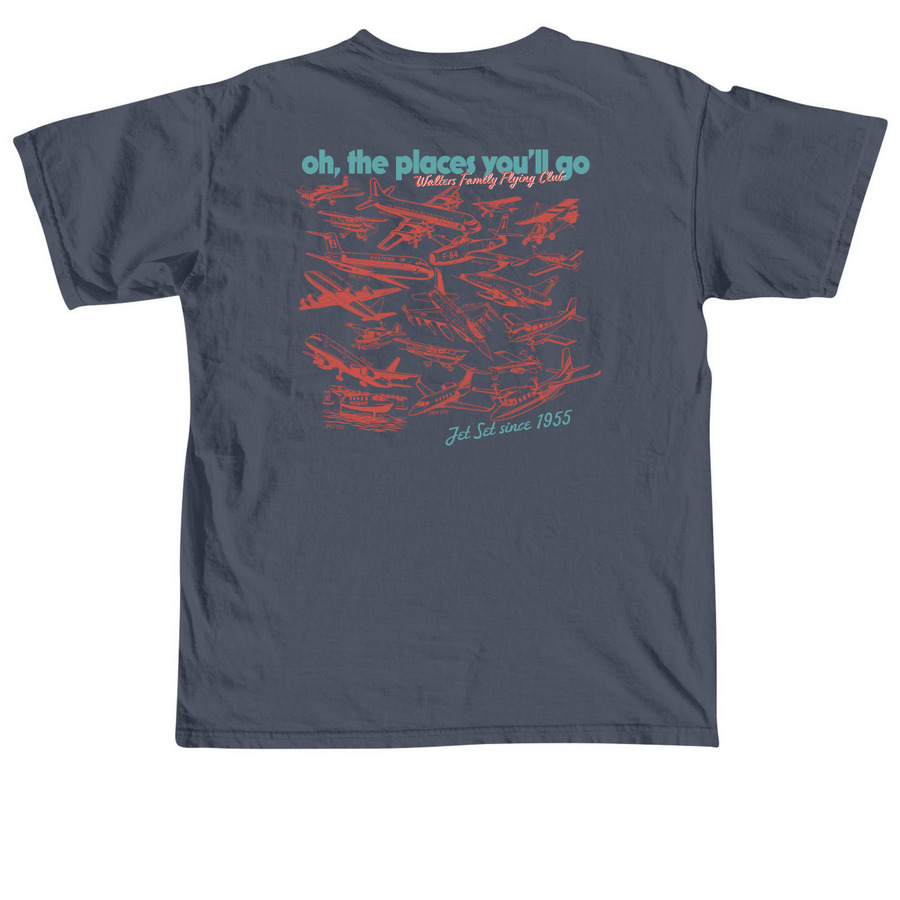 Walters Family Flying Club, a Denim Comfort Colors Unisex Tee (back-view)