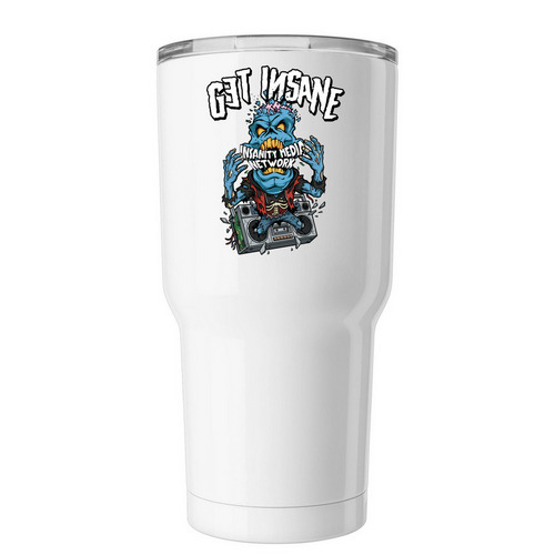 Insanity Media Cups, a White Insulated Tumbler