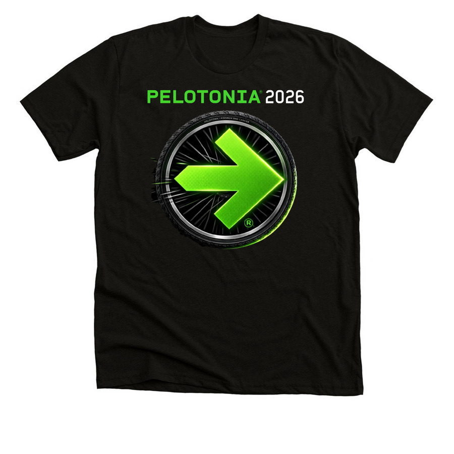 Pelotonia&nbsp;Racing Tire 2026&nbsp;, a Black Heather Premium Unisex Tee