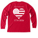 Marcus Whitman, RED shirts America 250, a Heather Red Premium Long Sleeve Tee (back-view)