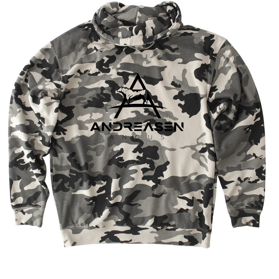 Andreasen Angus, a Snow Camo Heavyweight Camo Pullover Hoodie (back-view)