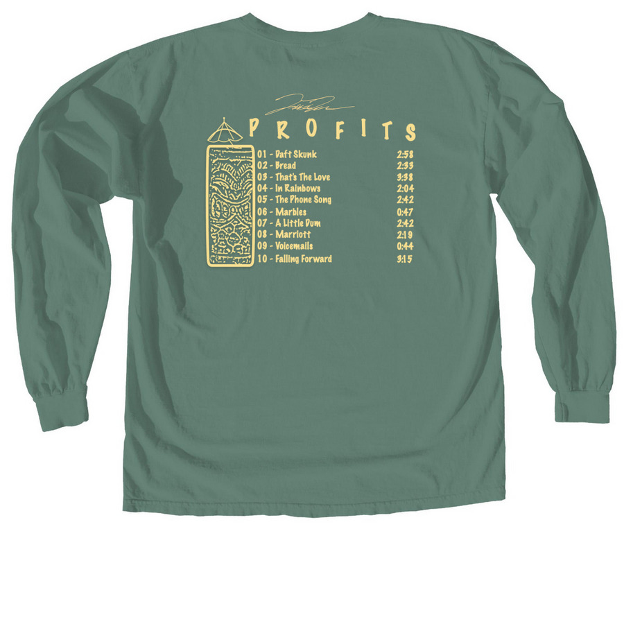 Profits, a Light Green Comfort Colors Long Sleeve Tee (back-view)