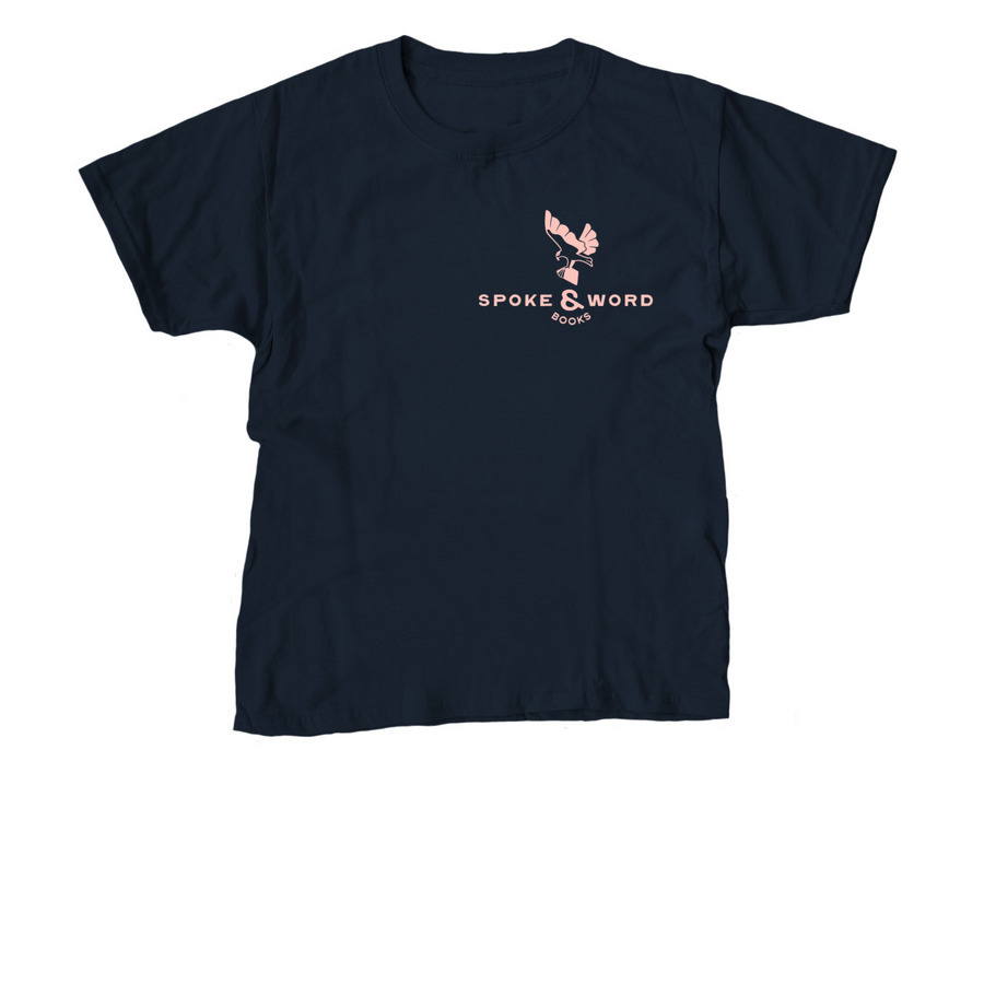 Spoke & Word Books Pink Logo, a Navy Youth Unisex Tee