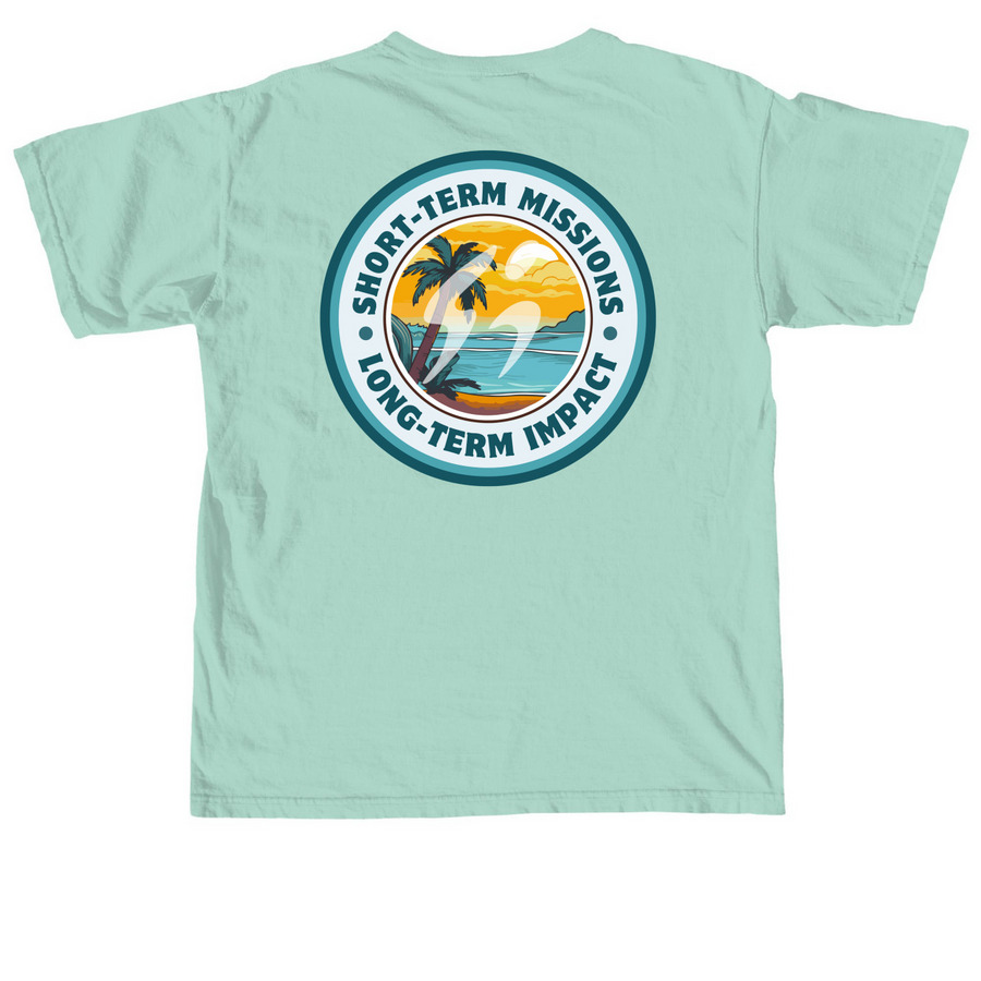 Short-Term Missions TEE/LONG SLEEVE, a Chalky Mint Comfort Colors Unisex Tee (back-view)
