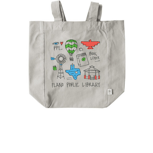 Plano Library Friends | Plano Icons Tote Bag, a Natural Recycled Cotton Tote Bag