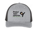 Protect Public Libraries, a Heather Grey/ Black Printed Five-Panel Trucker Cap