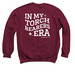 TB Era - BACK, White, a Maroon Crewneck Sweatshirt (back-view)