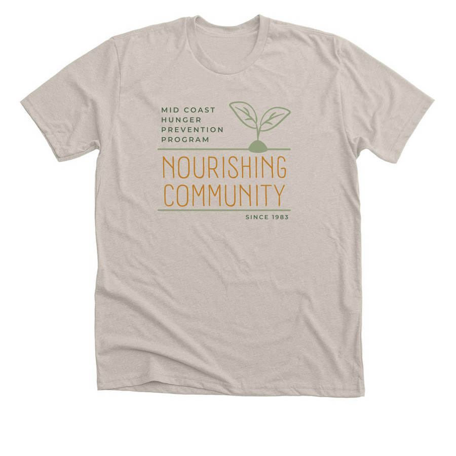 Nourishing Tagline (Light Fabrics), a Heather Dust Premium Unisex Tee