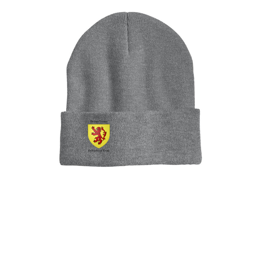 Veritas Beanies, a Dark Heather Grey Printed Cuffed Beanie