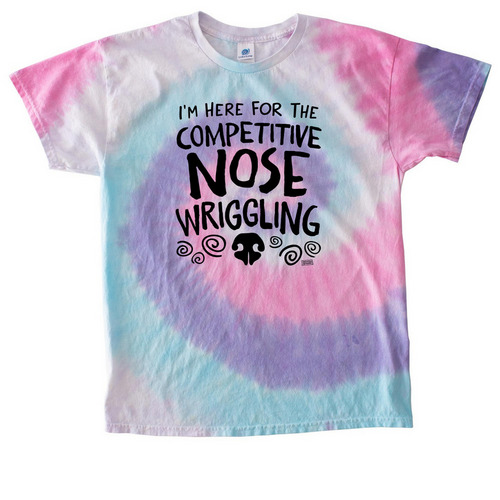 nose wriggling (dark text), a Unicorn Classic Tie Dye Tee