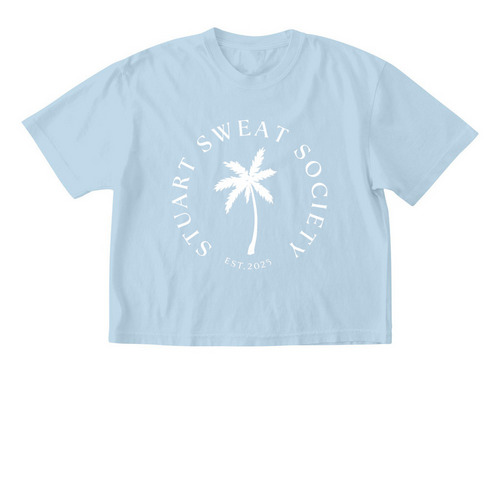 STUART SWEAT SOCIETY SIGNATURE CROP TEE, a Chambray Comfort Colors Boxy Tee