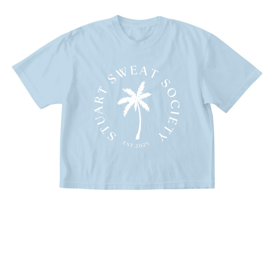 STUART SWEAT SOCIETY SIGNATURE CROP TEE, a Chambray Comfort Colors Boxy Tee