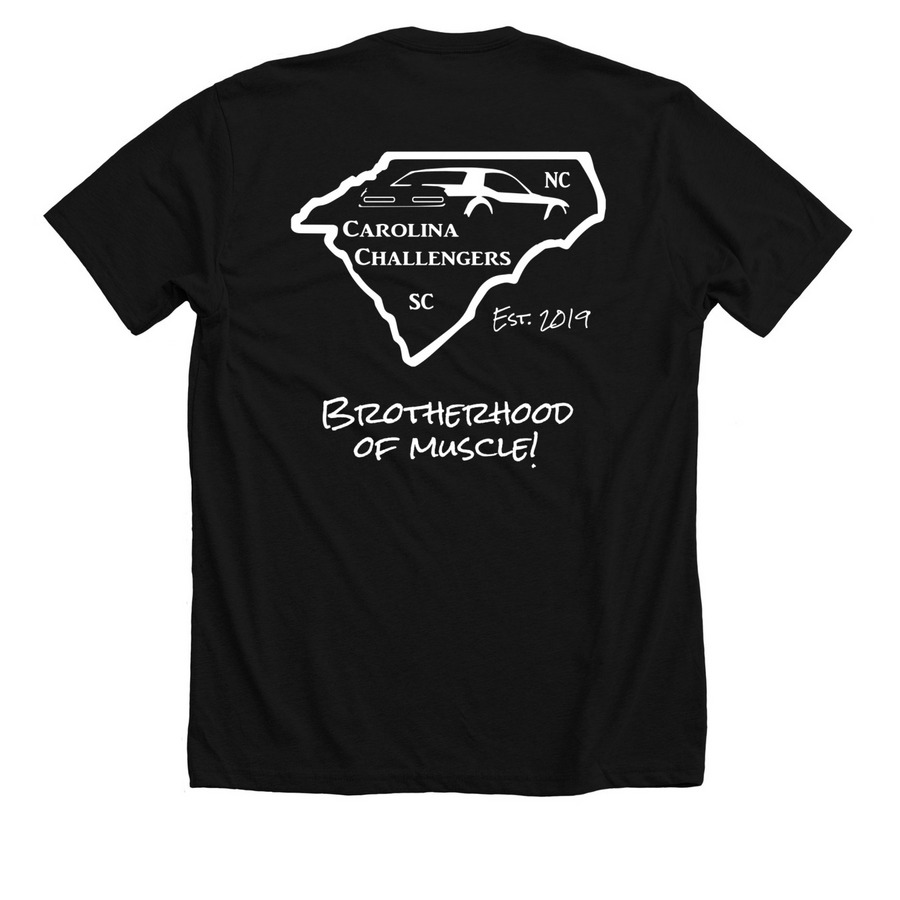 Carolina Challengers, a Solid Black Blend Premium Unisex Tee (back-view)