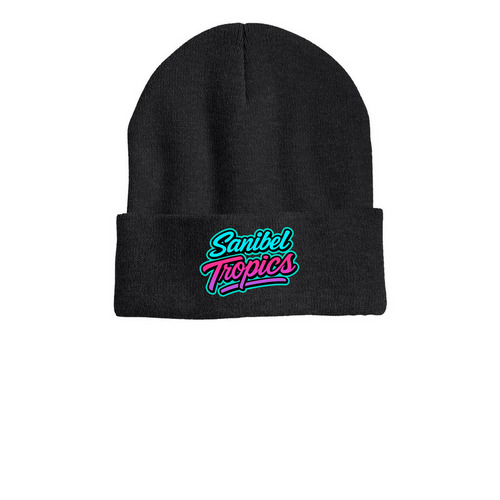 Tropics Beanie, a Heather Charcoal Printed Cuffed Beanie