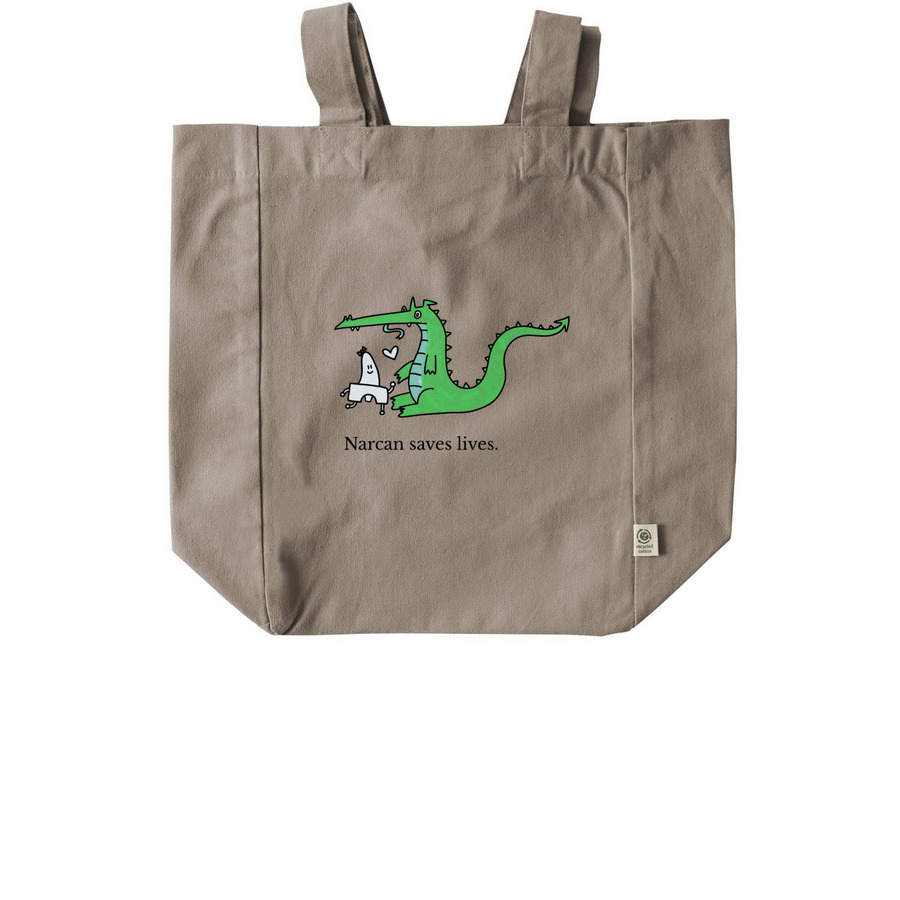 Narcan Saves Lives, a Pumice Recycled Cotton Tote Bag