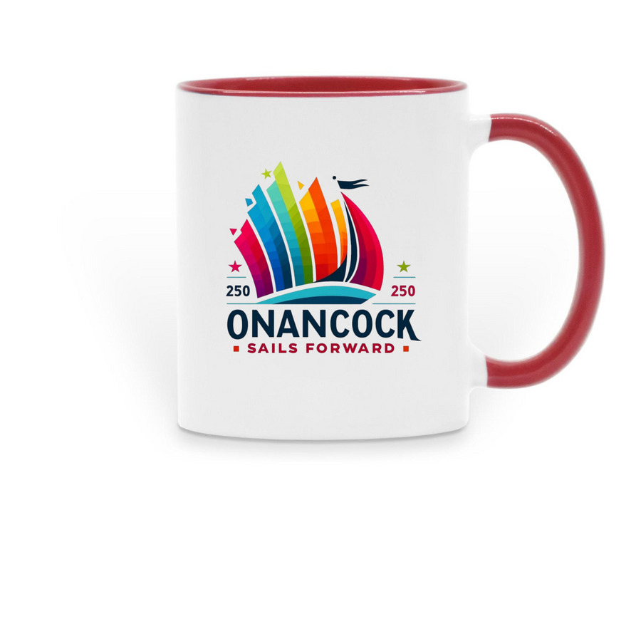 Town of Onancock Sail 250 Mugs, a Red Two-Tone Ceramic Mug
