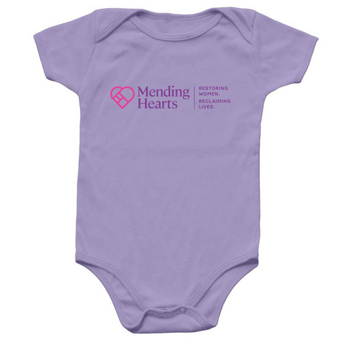 Mending Hearts Baby Onesie, a Lavender Infant Onesie