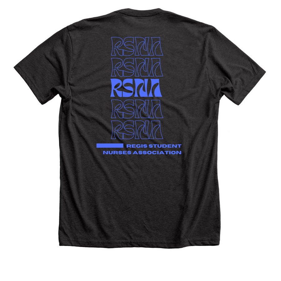 Stylized RSNA Design, a Dark Grey Heather Premium Unisex Tee (back-view)