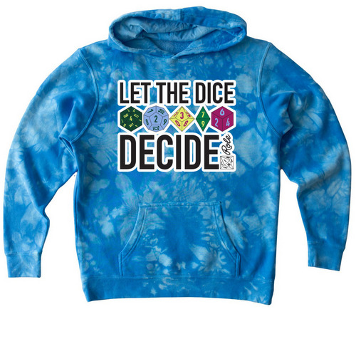 Kids "Let the Dice Decide", a Aqua Blue Youth Tie Dye Pullover Hoodie
