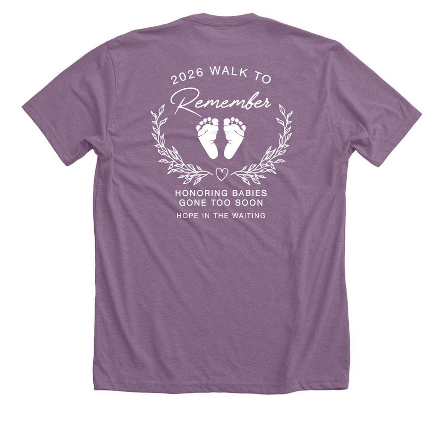 Walk to Remember 2026- Purple, a Heather Purple Premium Unisex Tee (back-view)