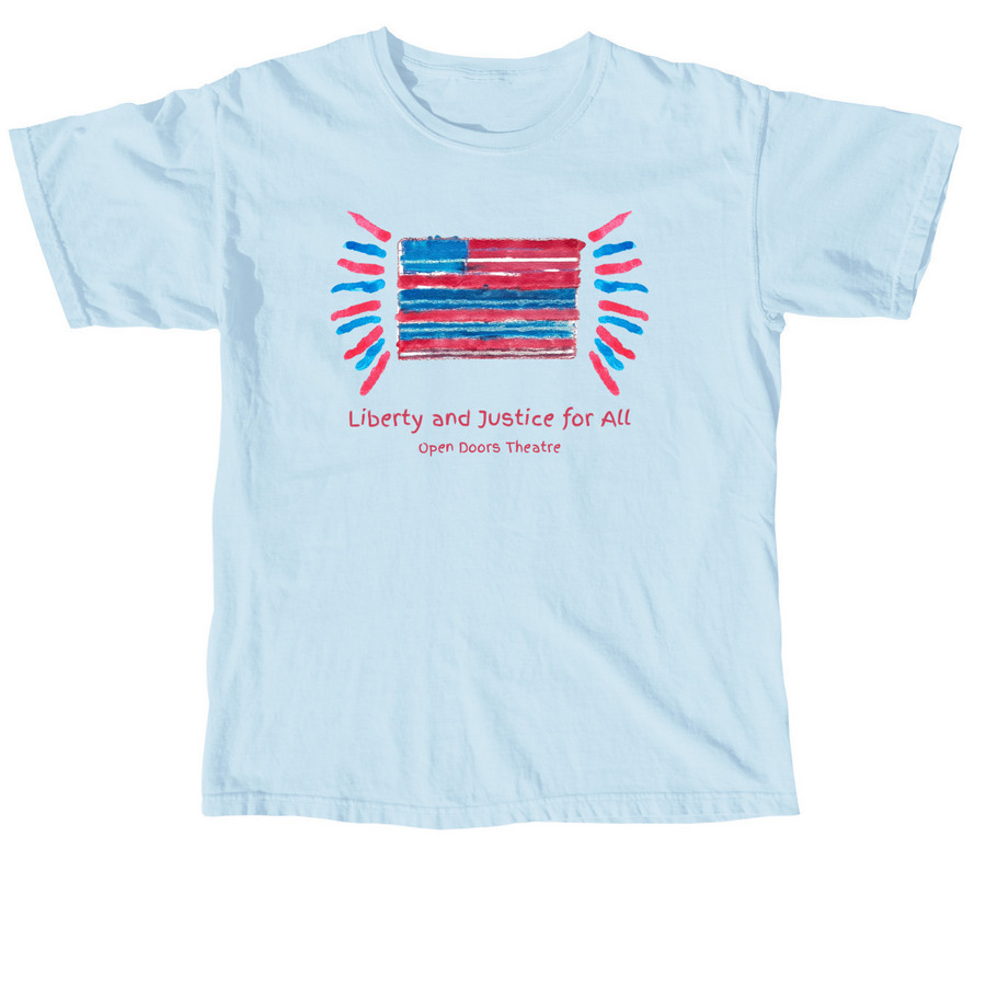 "Liberty and Justice for All" Fireworks Tee, a Chambray Comfort Colors Unisex Tee