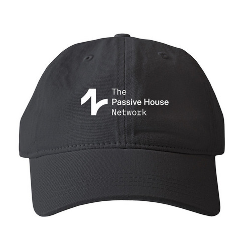 Passive House Baseball Cap, a Black Printed Pigment Dye Baseball Cap