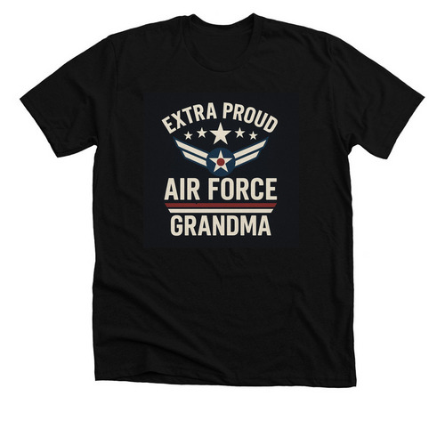 EXTRA AIR FORCE GRANDMA, a Solid Black Blend Premium Unisex Tee