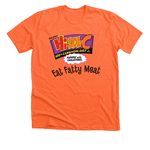 Enjoy Hi-LDL-C, a Heather Orange Premium Unisex Tee