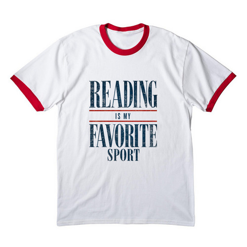 Reading Is My Favorite Sport&nbsp;, a White/ Red Cotton Ringer Tee