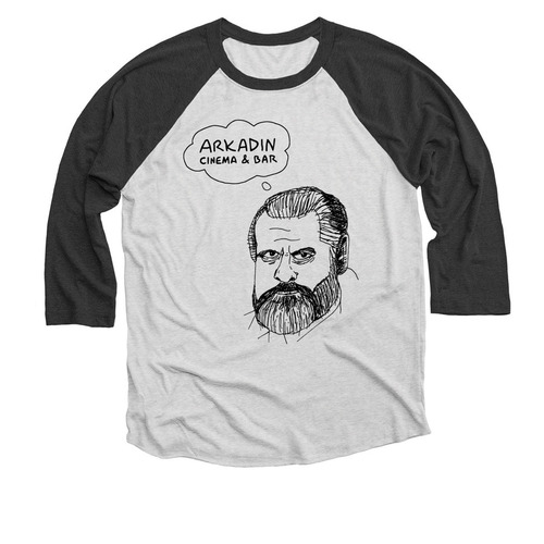 Orson Face Swag, a Black and Heather White 3/4 Sleeve Baseball Tee