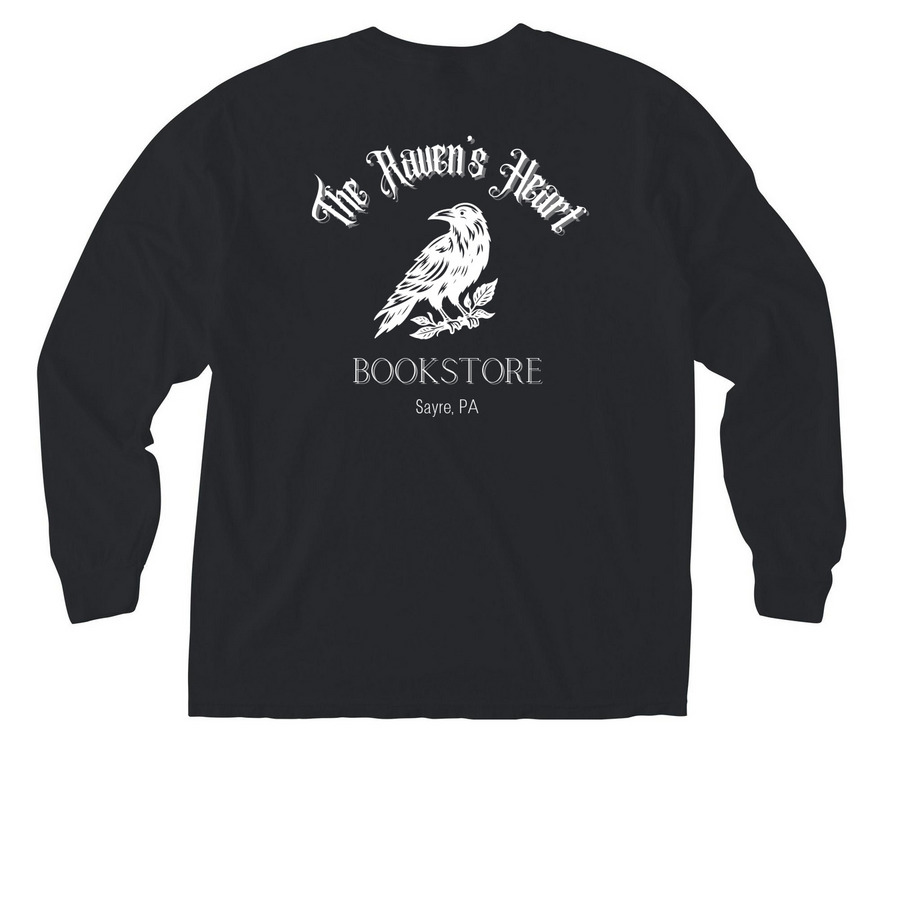 I Heart Indie Bookstores Long Sleeve, a Black Comfort Colors Long Sleeve Pocket Tee (back-view)