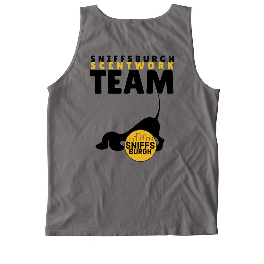 SNIFFSBURGH TEAM TANKS, a Pepper Comfort Colors Tank Top (back-view)