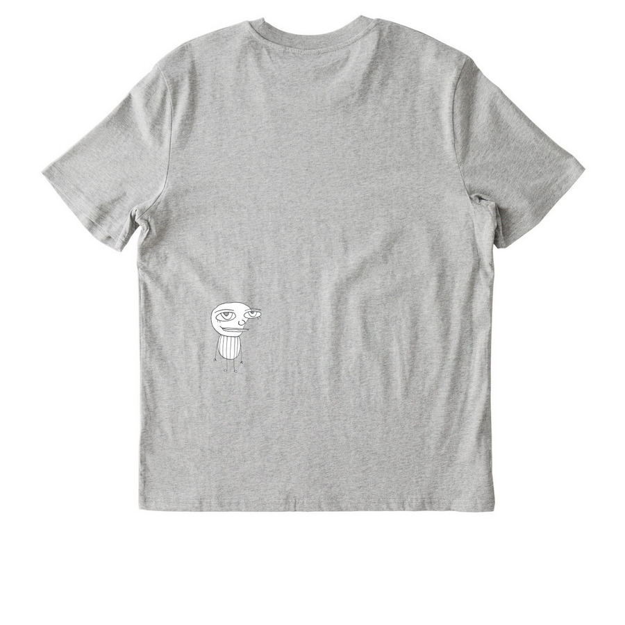 Starry Face, a Cool Heather Grey Stanley/Stella Unisex Creator 2.0 Tee (back-view)
