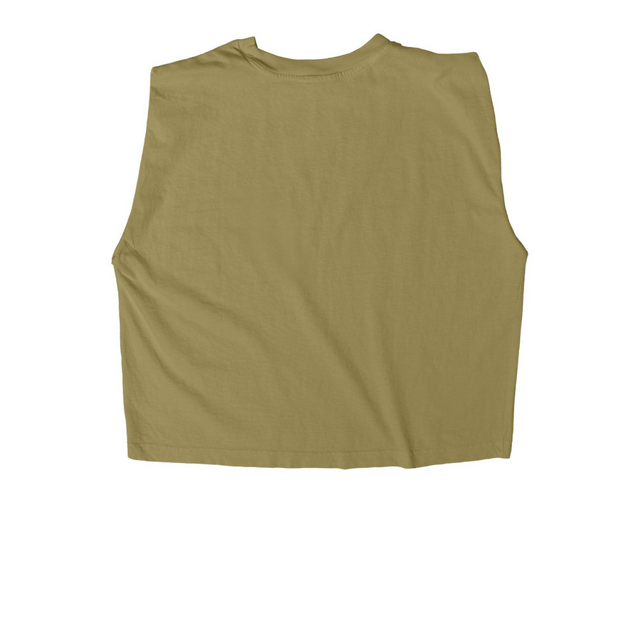 Crecer en comunidad, a Faded Army Women's Heavyweight Garment Dye Muscle Tee (back-view)
