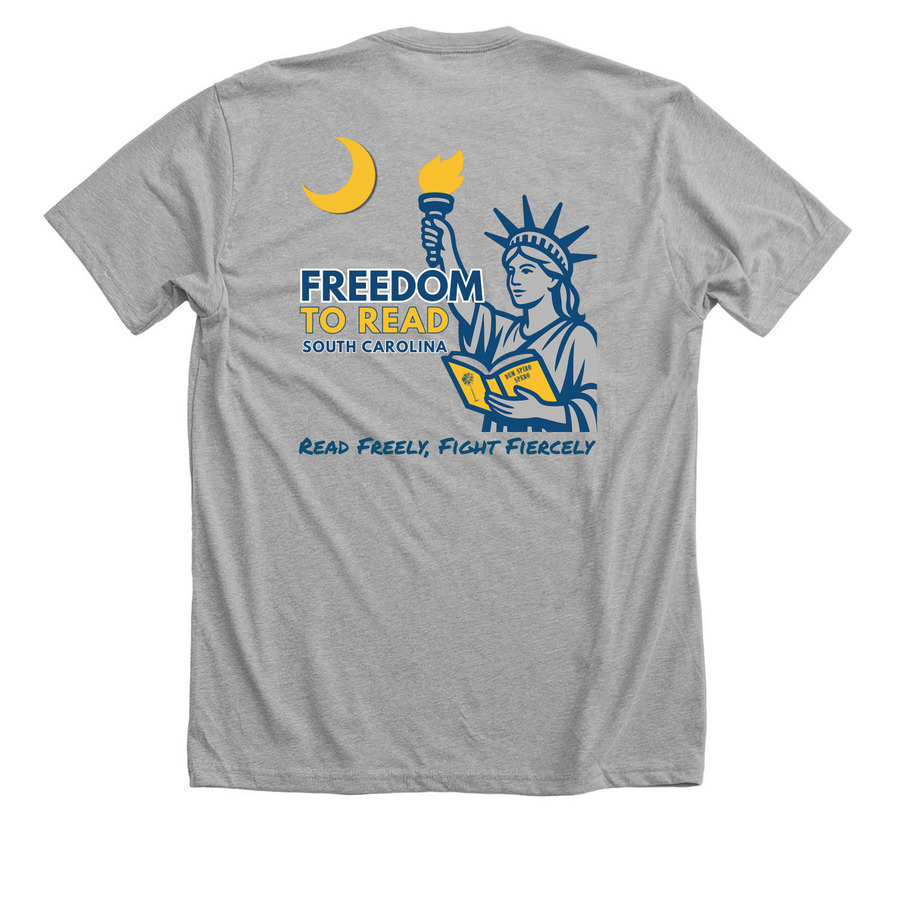 Freedom to Read SC, a Athletic Heather Premium Unisex Tee (back-view)