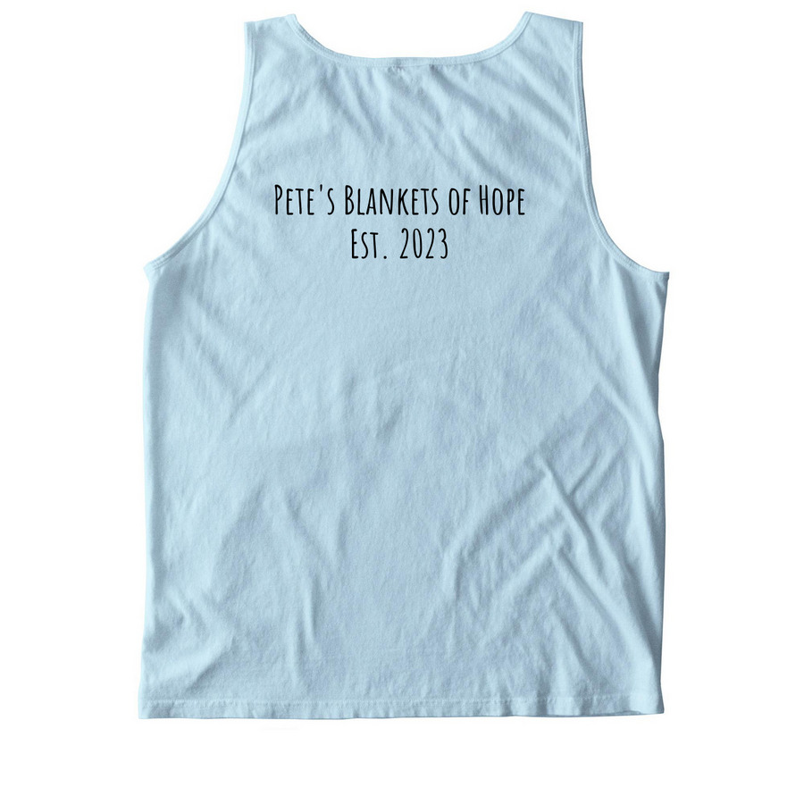 Pete?s Angel., a Chambray Comfort Colors Tank Top (back-view)