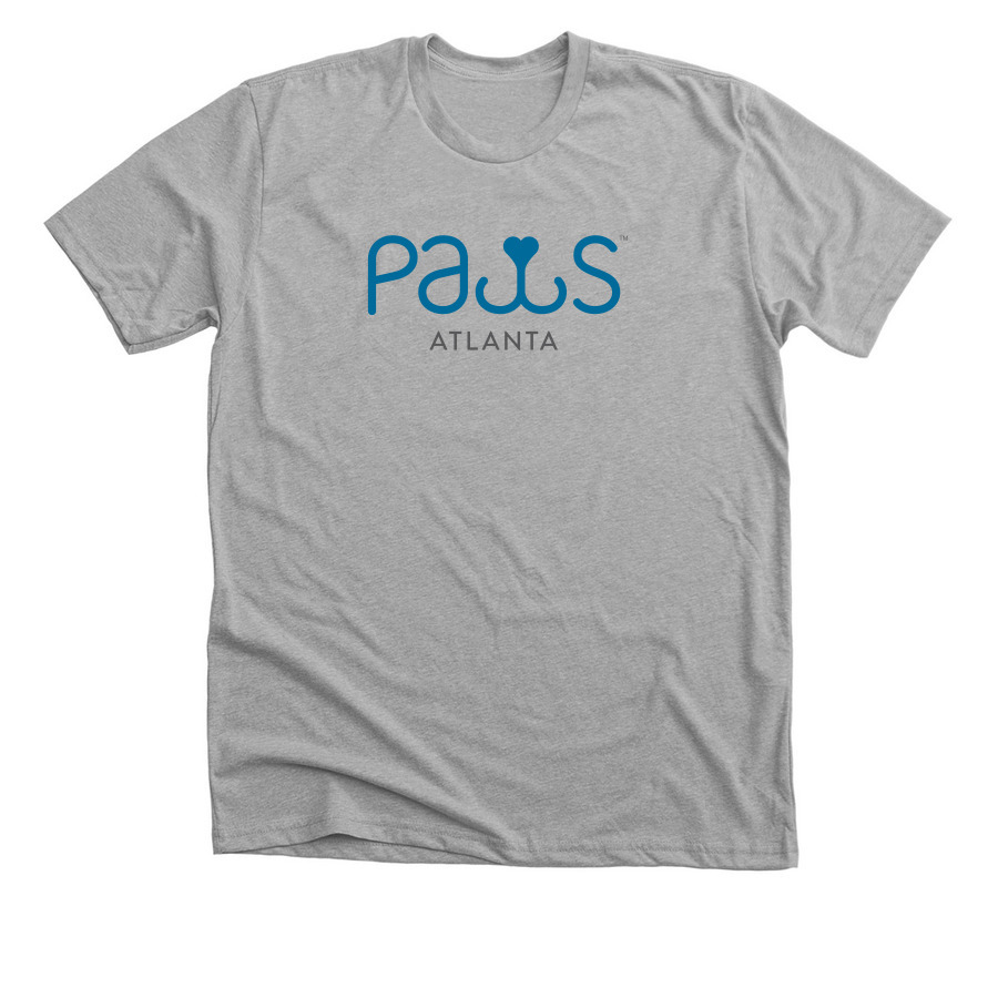 PAWS Blue Logo T-Shirt, a Athletic Heather Premium Unisex Tee