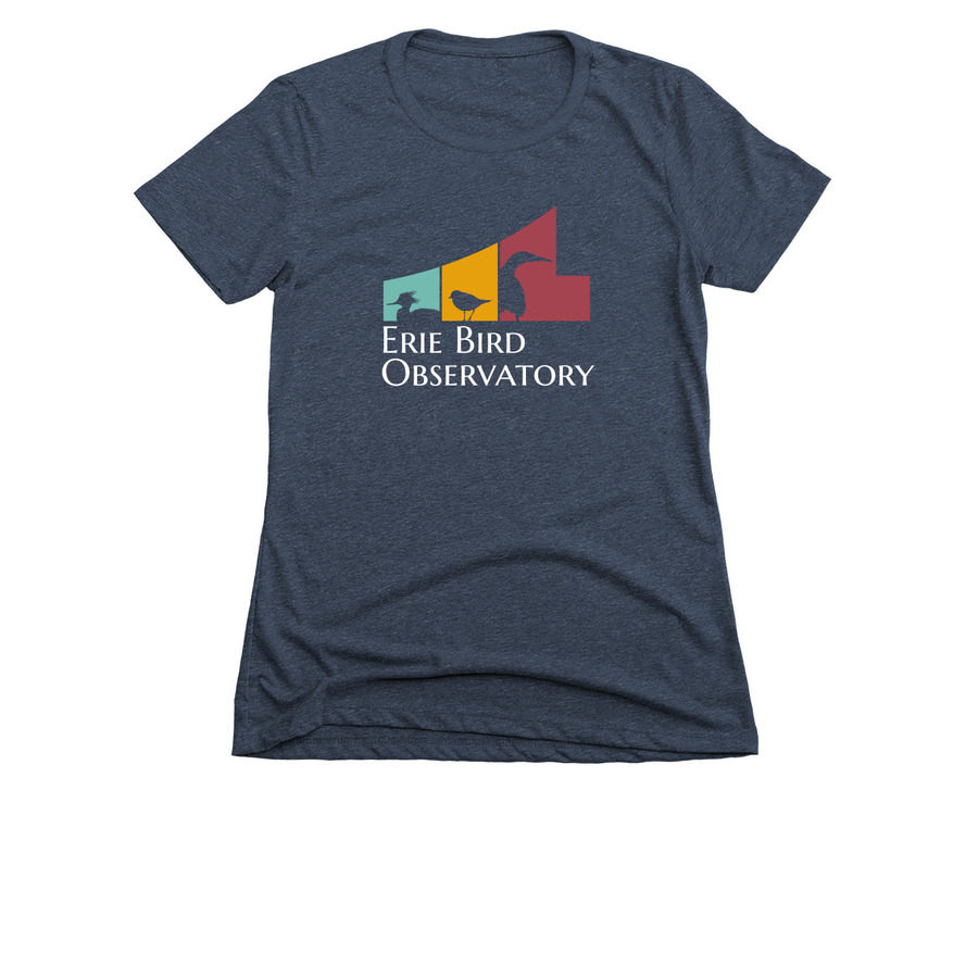 EBO Logo Shirts (white text), a Midnight Navy Women's Slim Fit Tee