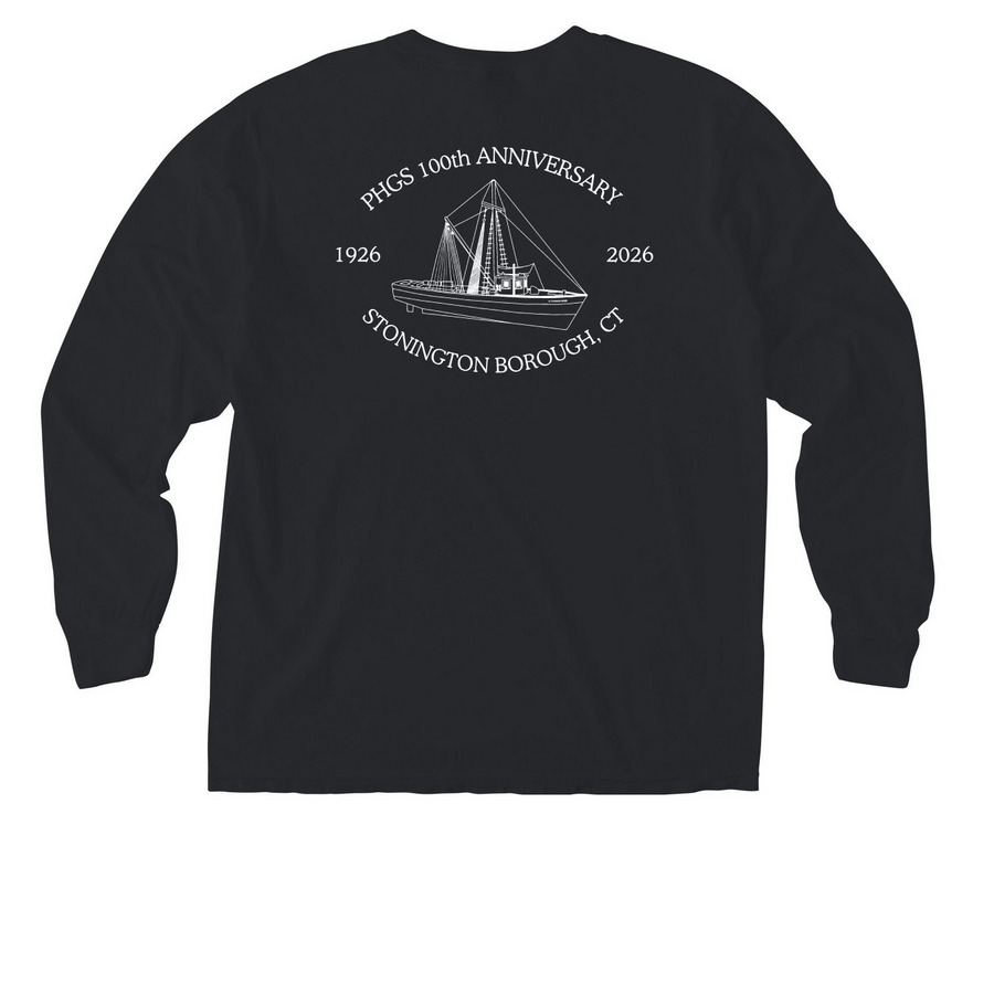 100th Anniversary Pocket Short/Long Sleeve&nbsp;, a Black Comfort Colors Long Sleeve Pocket Tee (back-view)